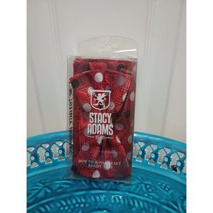 NIB Men's Stacy Adams Bow Tie & Hanky Set Ready Tied Grande Knot Red Polkadot